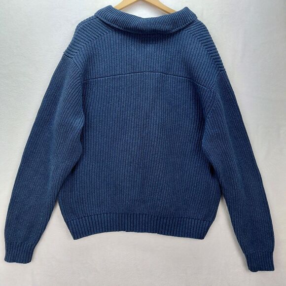 Duluth Trading Military Sweater Men 2XL Blue Wool Blend Heavyweight Shawl Collar - Picture 9 of 13
